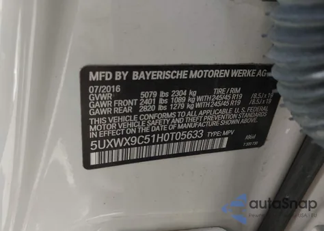 2017 BMW X3 xDrive28I из США, поврежденный, VIN 5UXWX9C51H0T05633